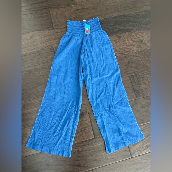 Smocked Waist Royal Blue Maxi Skirt with Side Slit - Picture 7 of 7